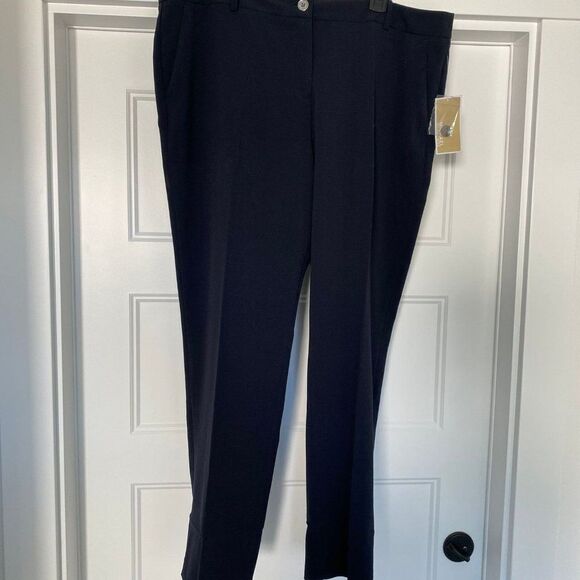 NWT Michael Kors Sleek Navy Blue High Rise Pintuck Chic Ankle Trouser Pants, 16 - Picture 6 of 6
